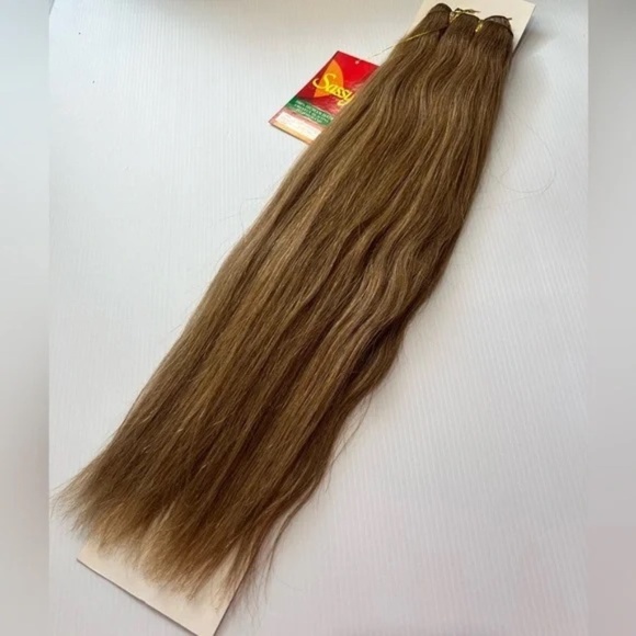 Straight Human hair Natural light Brown 18 In Extension Weft #6 Light Brown - Picture 1 of 6